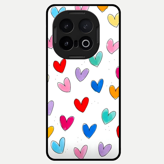  Playful Love Doodles Glass Case for iQOO 13 back cover – full design glossy printed glass finish
