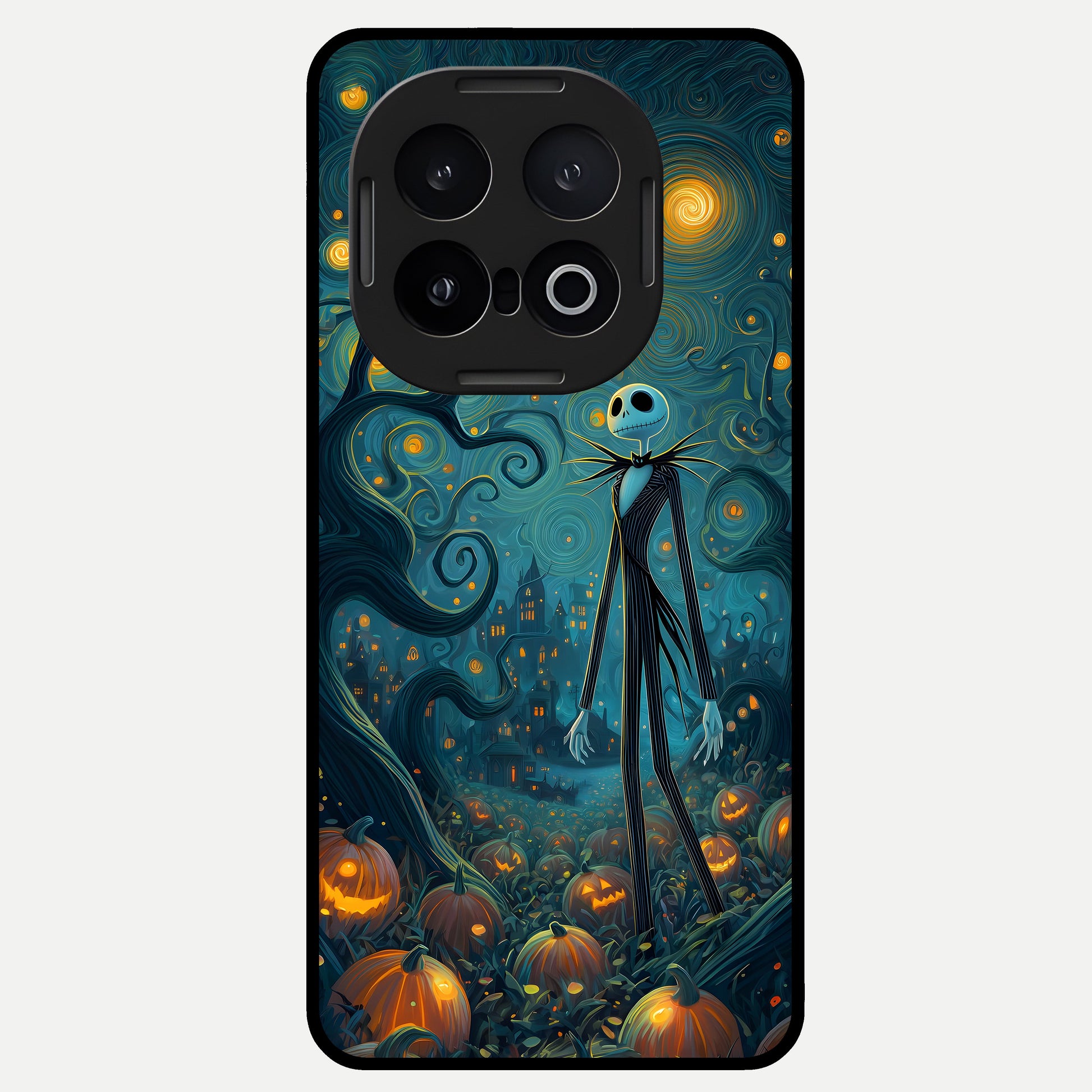  Pumpkin Moon Night Glass Case for iQOO 13 back cover – full design glossy printed glass finish