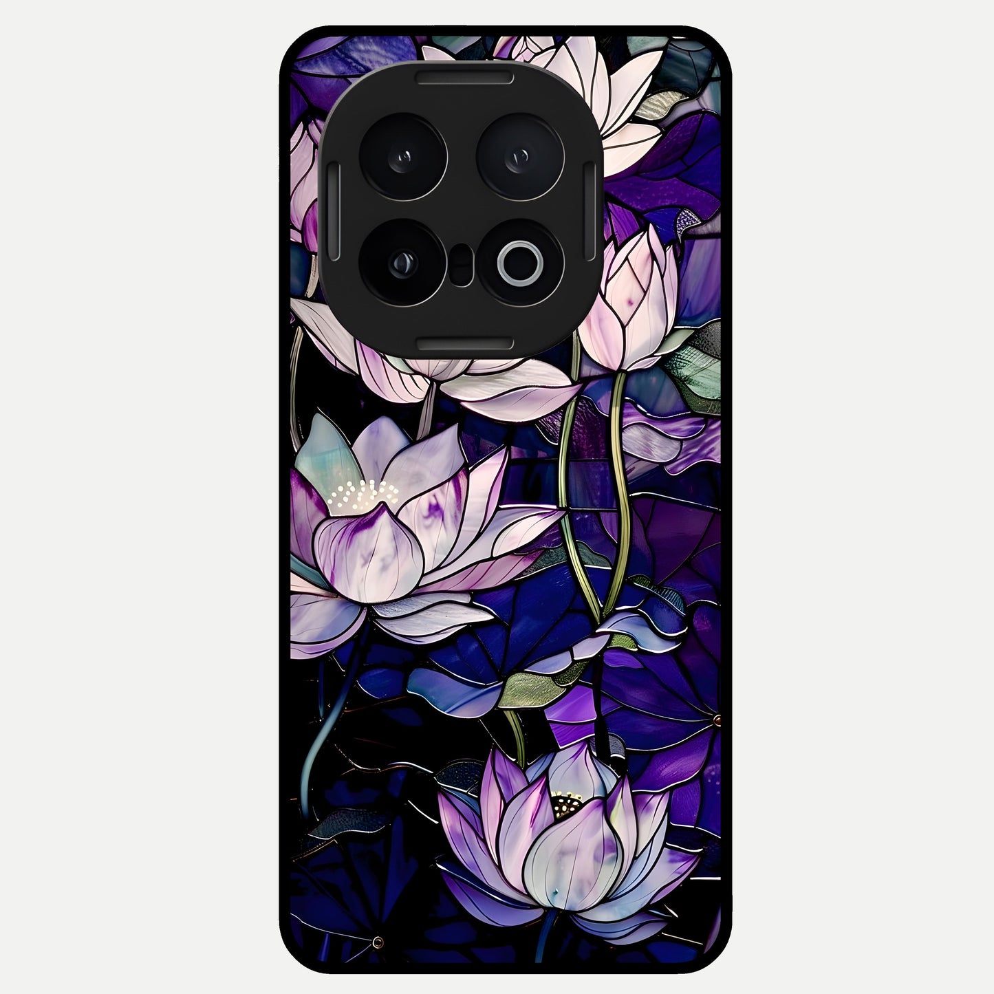  Purple Lotus Pattern Glass Case for iQOO 13 back cover – full design glossy printed glass finish