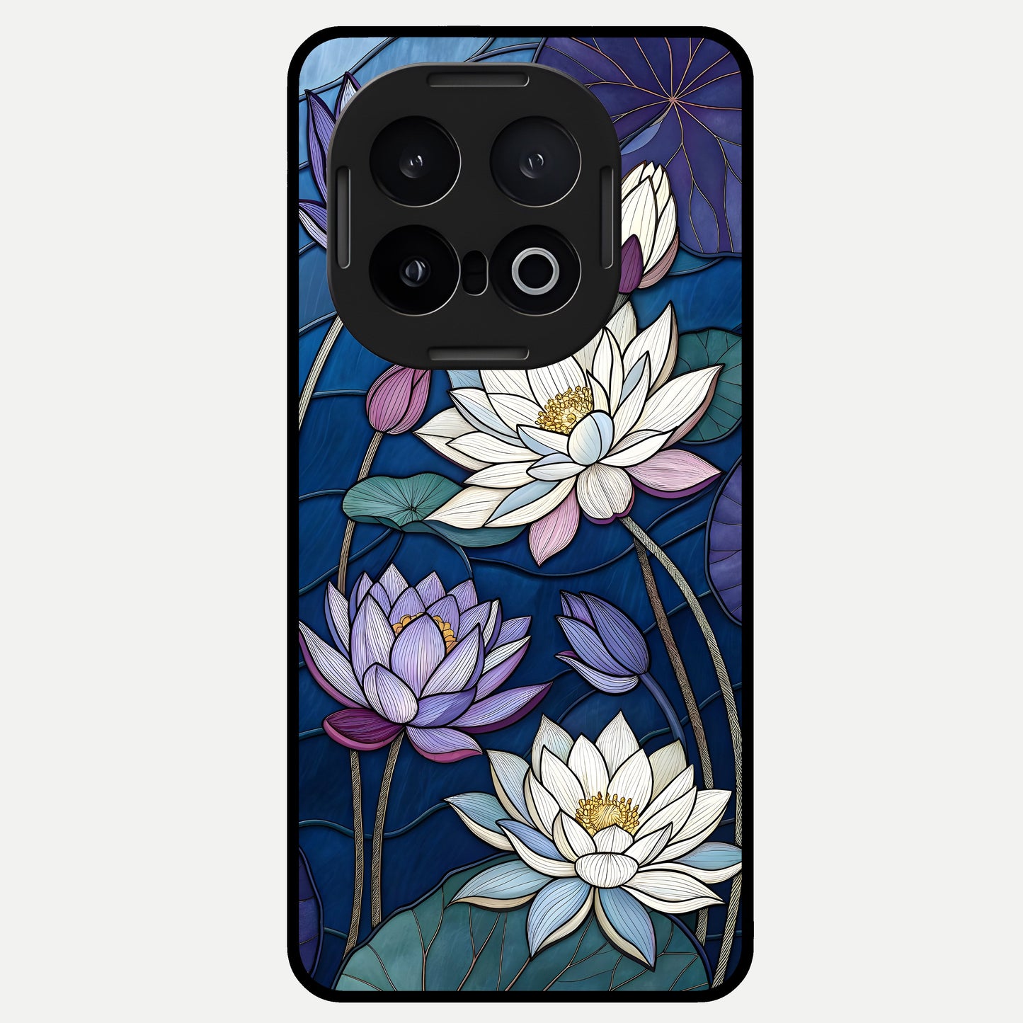  Purple Lotus Stained Glass Case for iQOO 13 back cover – full design glossy printed glass finish