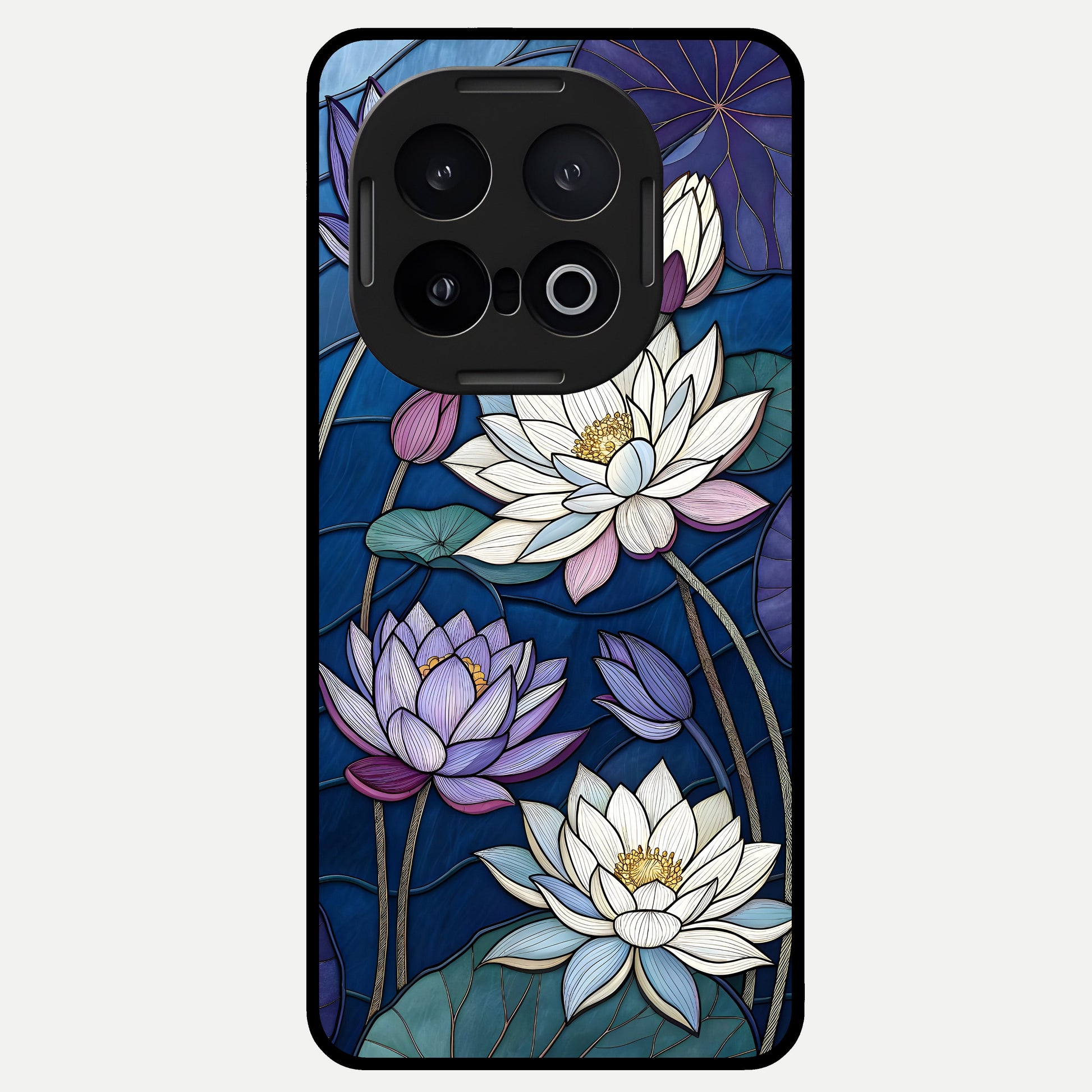  Purple Lotus Stained Glass Case for iQOO 13 back cover – full design glossy printed glass finish