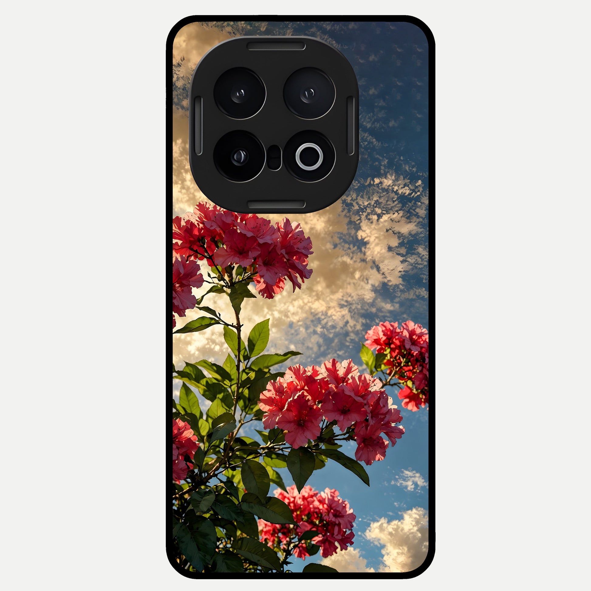  Red Bloom Skies Glass Case for iQOO 13 back cover – full design glossy printed glass finish