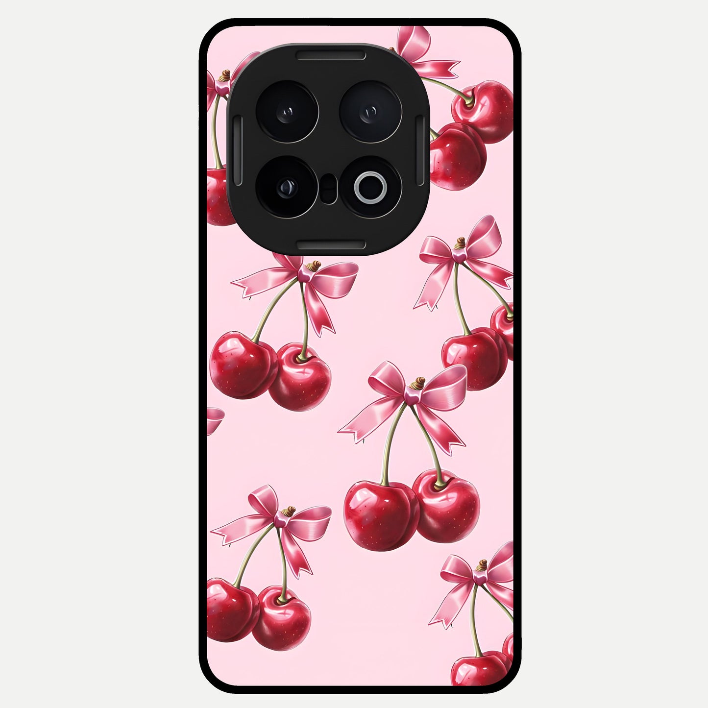  Red Cherries Pattern Glass Case for iQOO 13 back cover – full design glossy printed glass finish