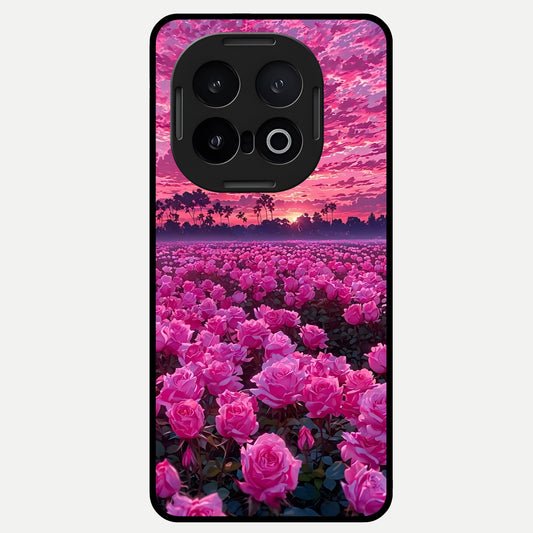  Rose Sunset Valley Glass Case for iQOO 13 back cover – full design glossy printed glass finish