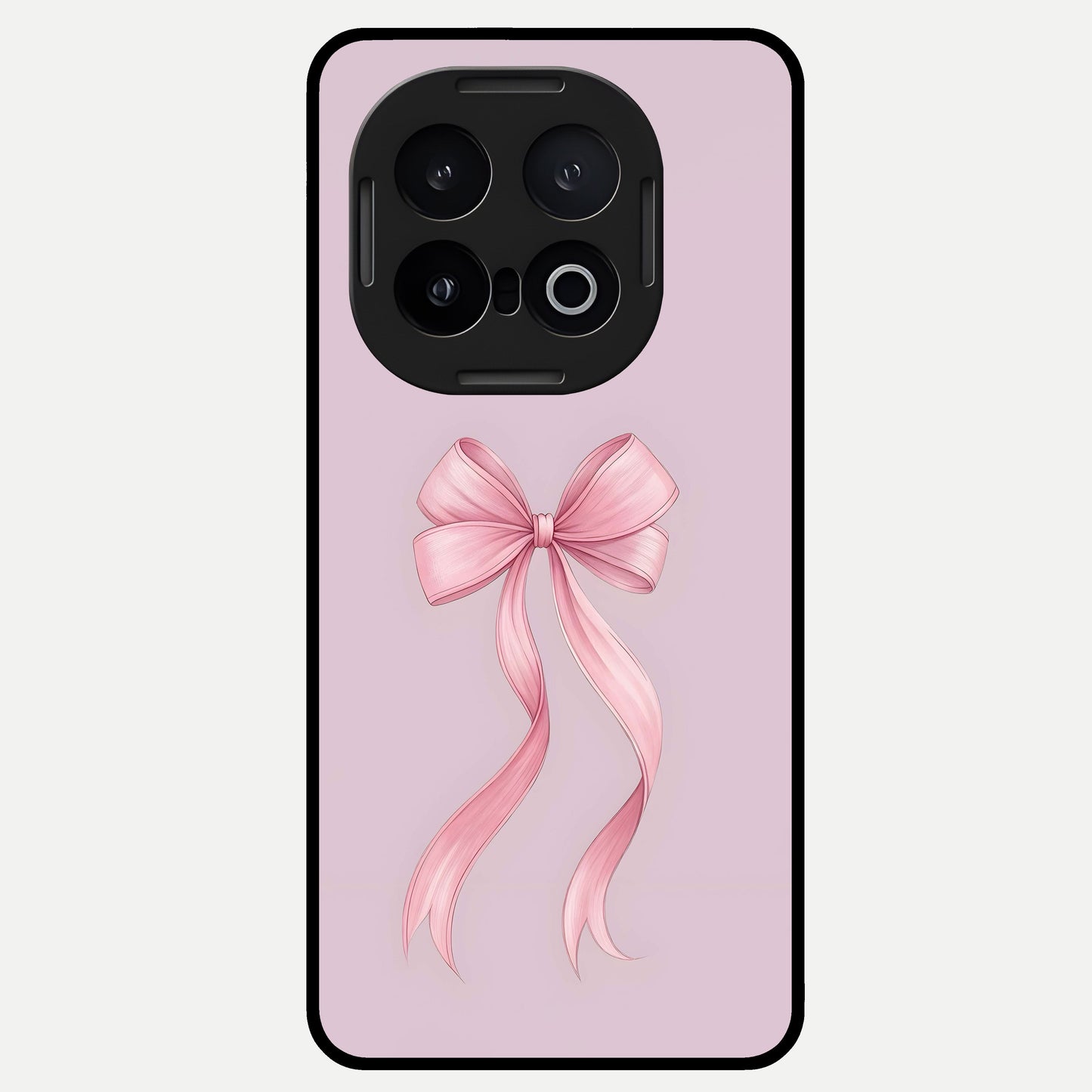  Soft Blush Bow Glass Case for iQOO 13 back cover – full design glossy printed glass finish