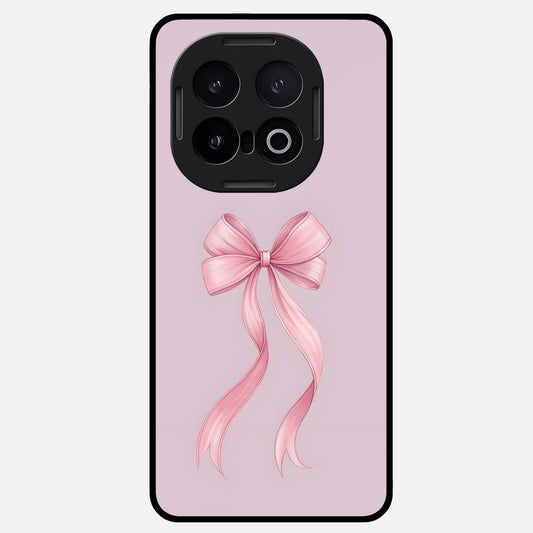 Soft Blush Bow Glass Case for iQOO 13 back cover – full design glossy printed glass finish