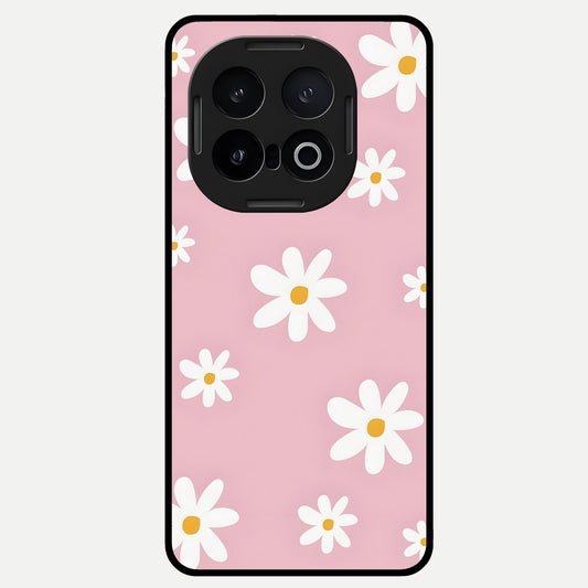  Soft Daisy Bliss Glass Case for iQOO 13 back cover – full design glossy printed glass finish