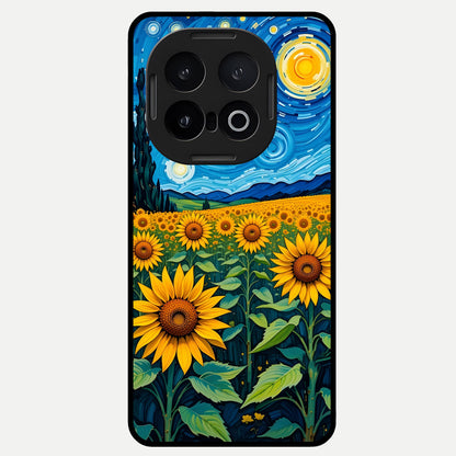  Starry Sunflower Dreams Glass Case for iQOO 13 back cover – full design glossy printed glass finish