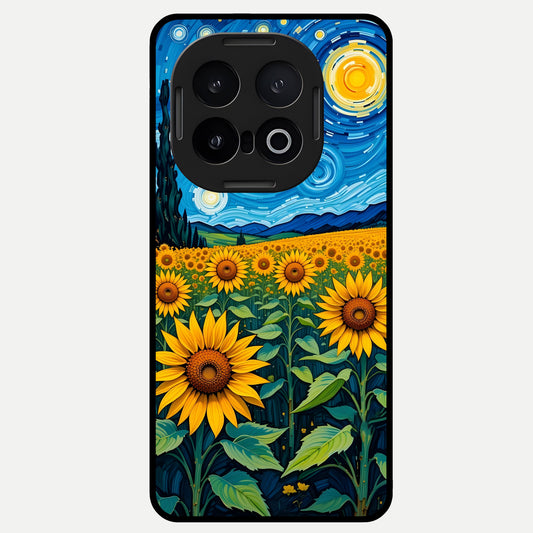  Starry Sunflower Dreams Glass Case for iQOO 13 back cover – full design glossy printed glass finish