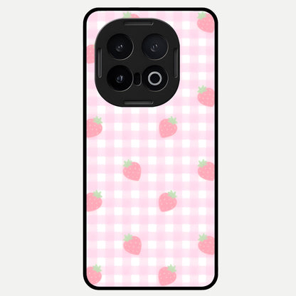  Strawberry Picnic Love Glass Case for iQOO 13 back cover – full design glossy printed glass finish