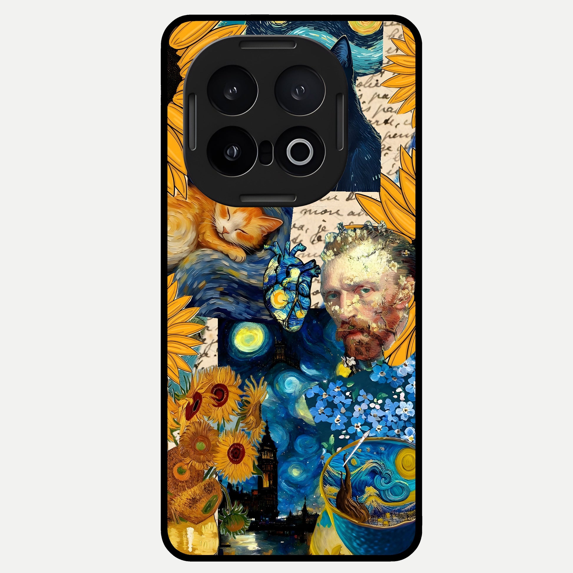  Sunflower Chic Mood Custom Name Glass Case for iQOO 13 back cover – full design glossy printed glass finish