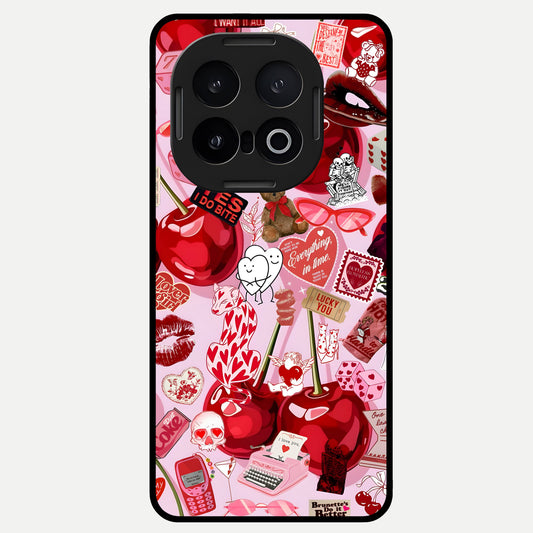  Sweet Cherry Chaos Glass Case for iQOO 13 back cover – full design glossy printed glass finish