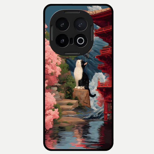  Temple Cat Scenery Glass Case for iQOO 13 back cover – full design glossy printed glass finish