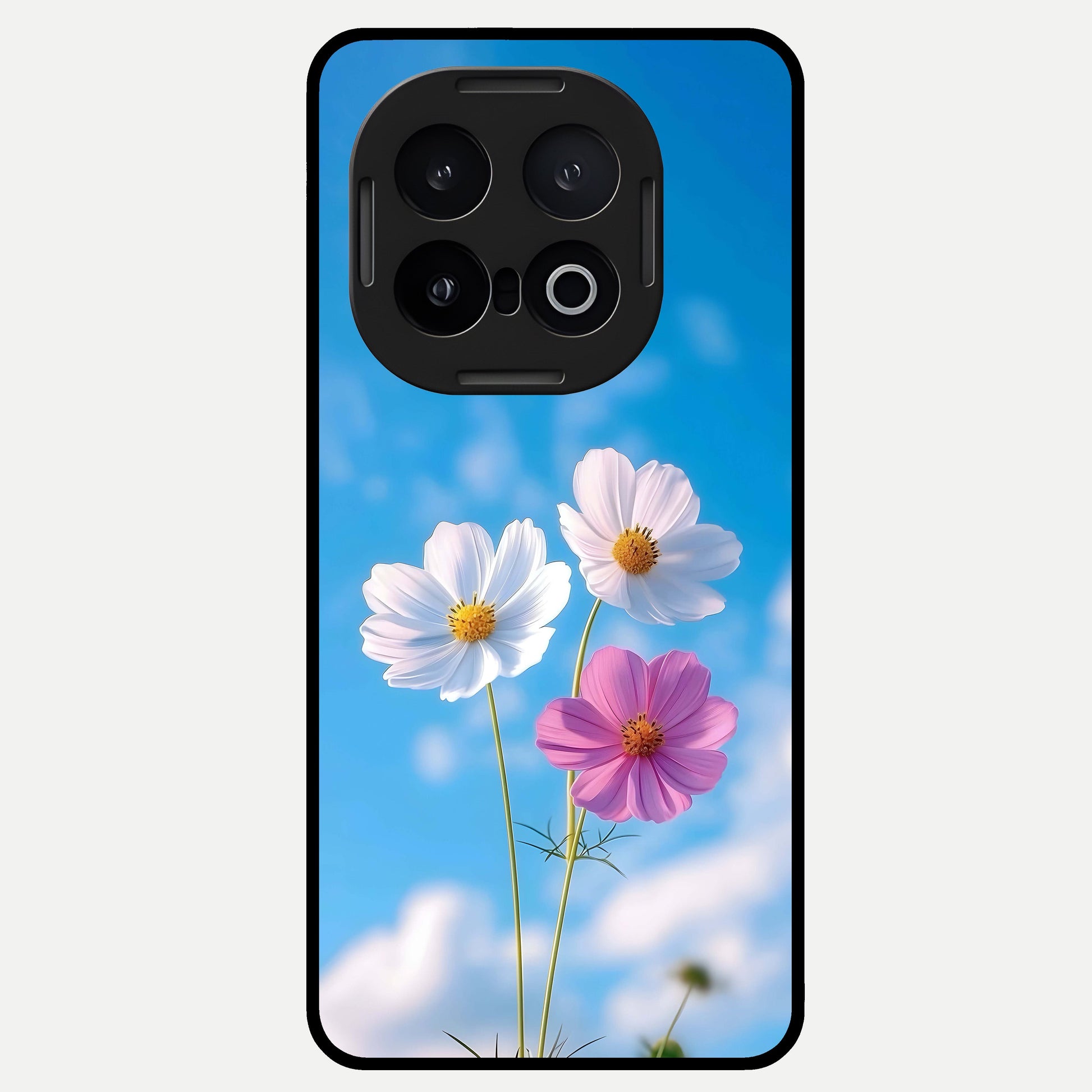  Tripple Flowers With Sky Glass Case for iQOO 13 back cover – full design glossy printed glass finish