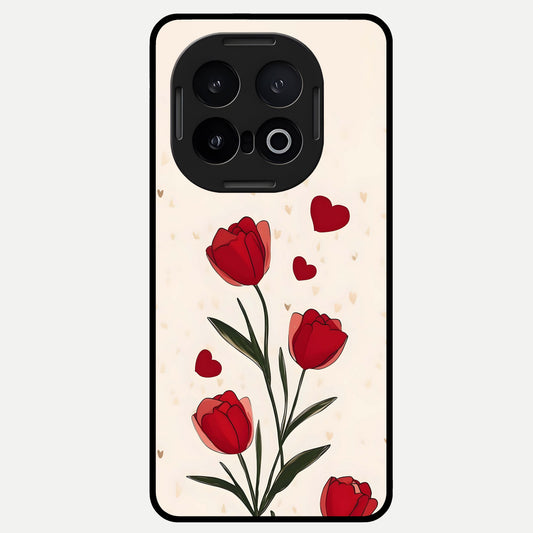  Tulip With Heart Glass Case for iQOO 13 back cover – full design glossy printed glass finish