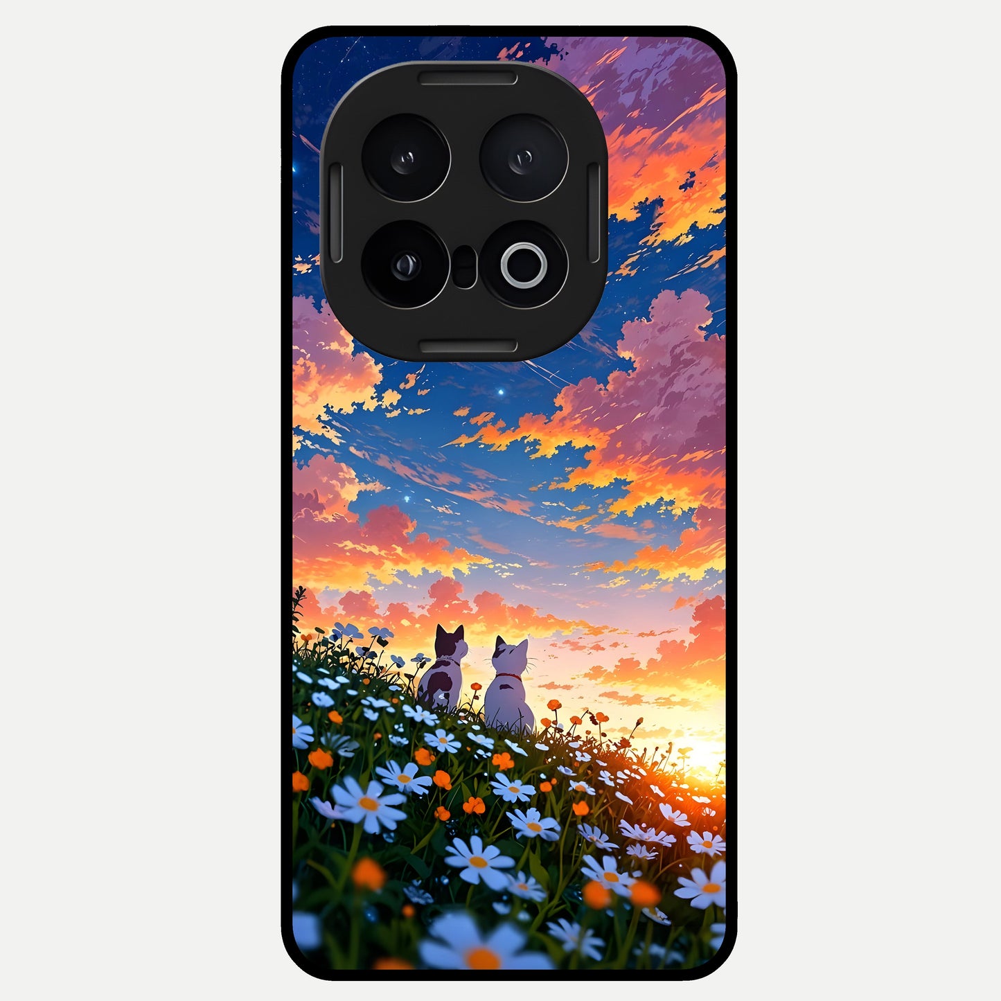  Two Cats Friends Glass Case for iQOO 13 back cover – full design glossy printed glass finish