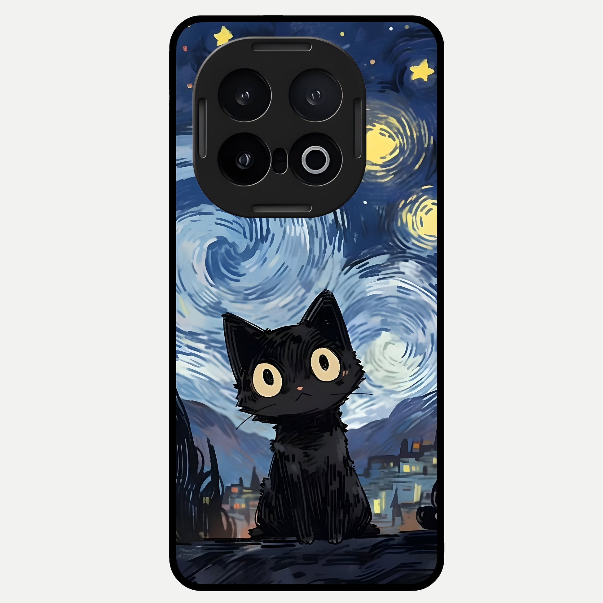  Van Gogh Cat Glass Case for iQOO 13 back cover – full design glossy printed glass finish