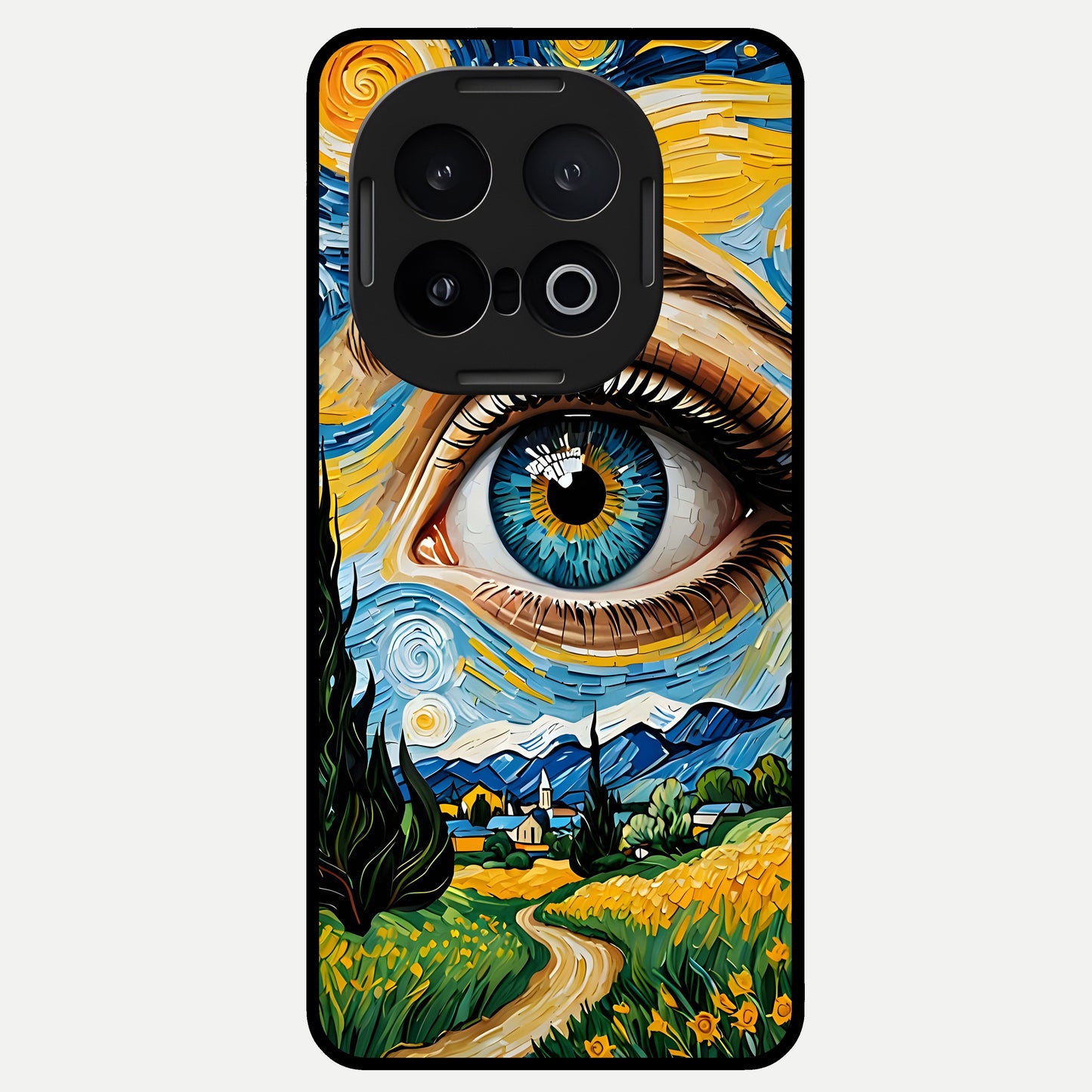  Van Gogh Eye Glass Case for iQOO 13 back cover – full design glossy printed glass finish