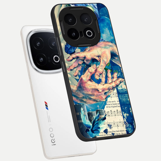  Aesthetic Divider phone case for iQOO 13 showing premium glass back cover with detailed artwork