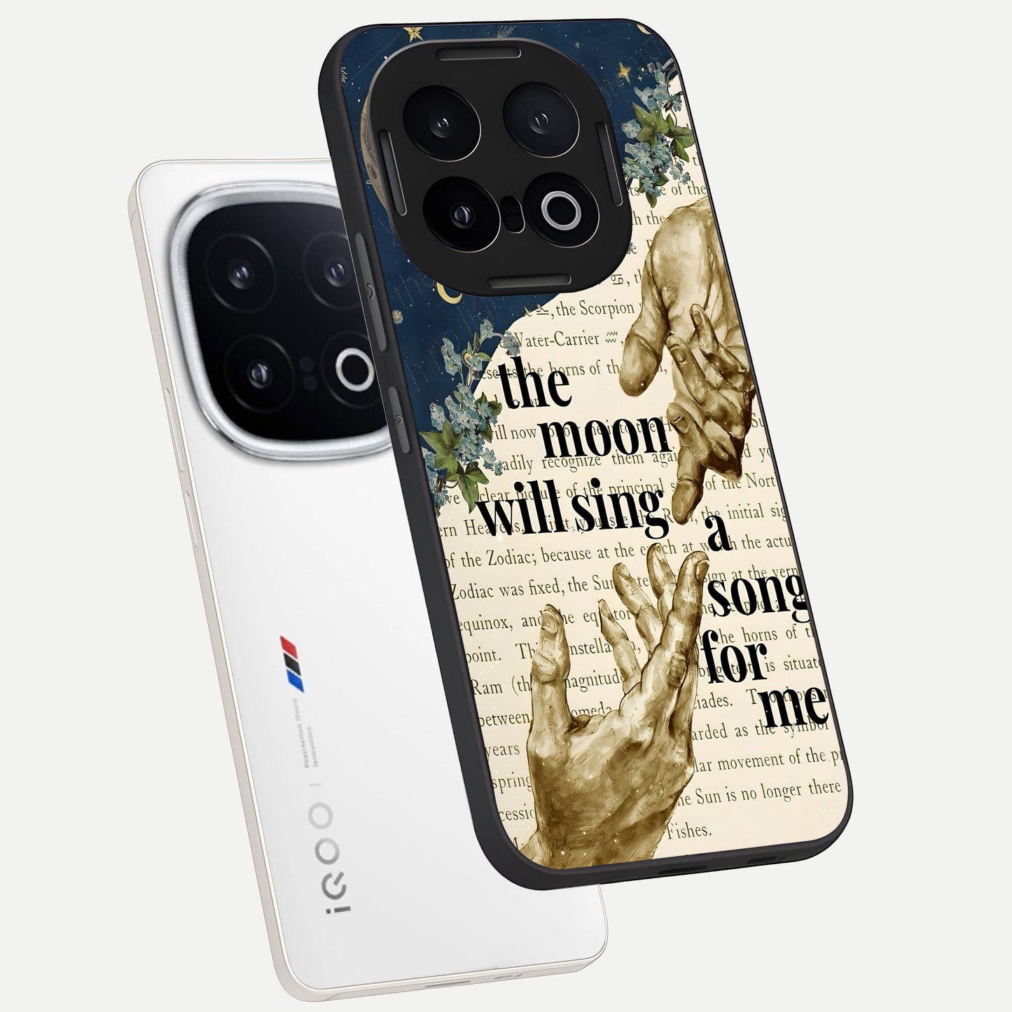 Aesthetic Divine phone case for iQOO 13 showing premium glass back cover with detailed artwork