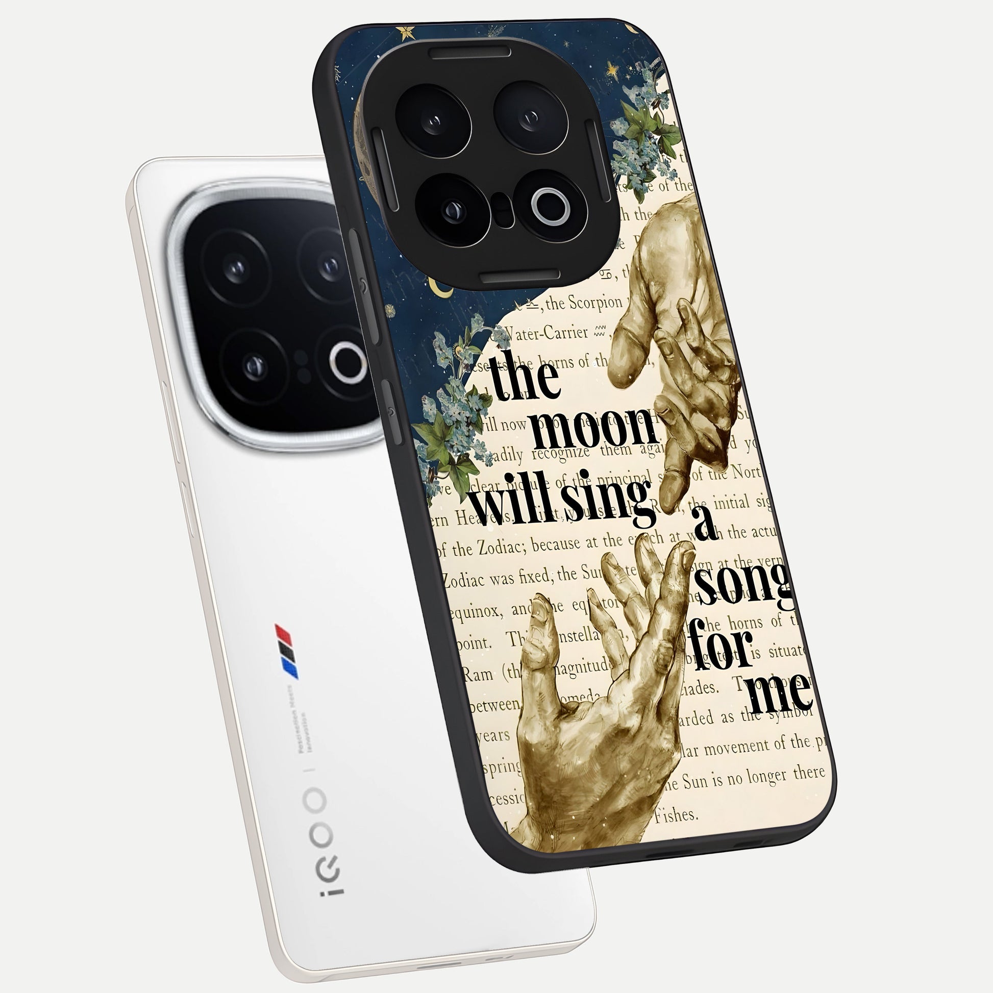  Aesthetic Divine phone case for iQOO 13 showing premium glass back cover with detailed artwork