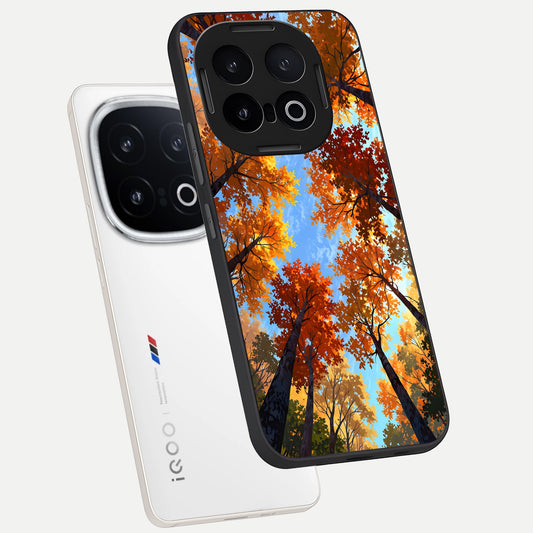  Autumn Sky Rise phone case for iQOO 13 showing premium glass back cover with detailed artwork
