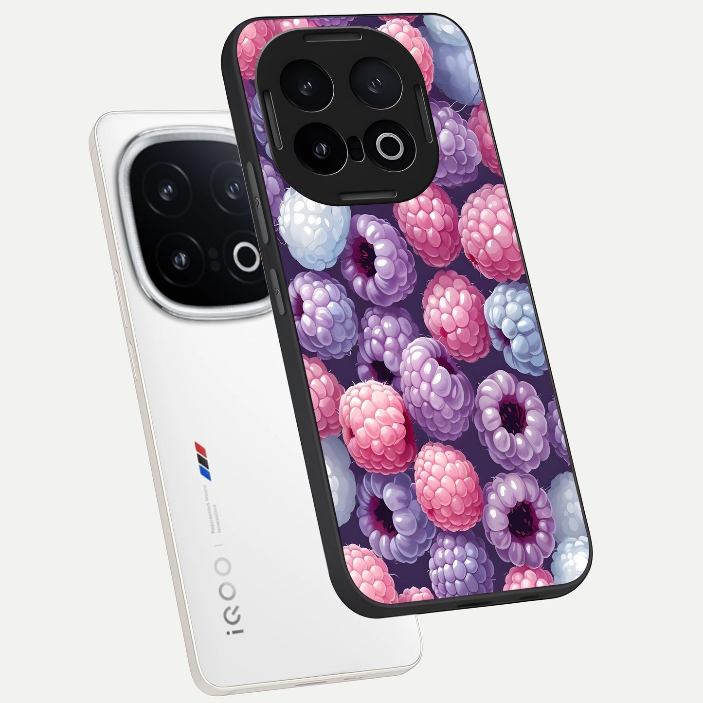  Berry Candy Pop phone case for iQOO 13 showing premium glass back cover with detailed artwork