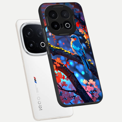  Blooming Water Drift phone case for iQOO 13 showing premium glass back cover with detailed artwork