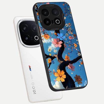  Blossom Dream Sky phone case for iQOO 13 showing premium glass back cover with detailed artwork