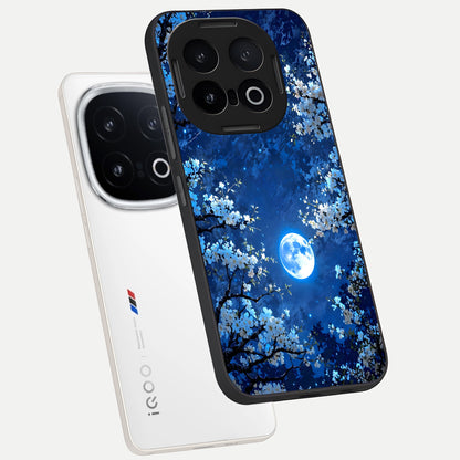  Blossom Moonlight Sky phone case for iQOO 13 showing premium glass back cover with detailed artwork
