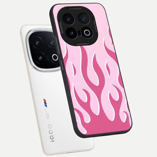  Blush Flame Energy phone case for iQOO 13 showing premium glass back cover with detailed artwork