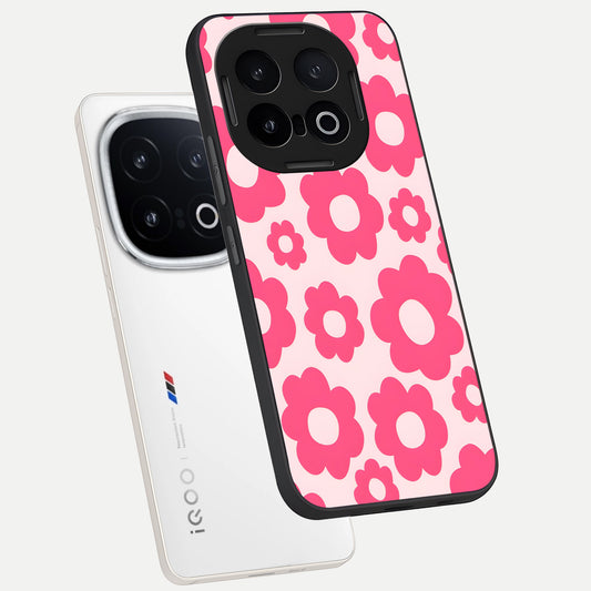  Blush Flower Pop phone case for iQOO 13 showing premium glass back cover with detailed artwork