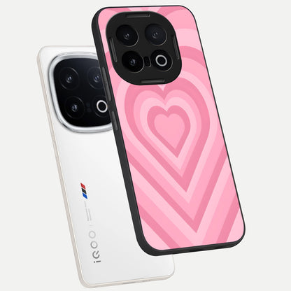  Blush Heart Waves phone case for iQOO 13 showing premium glass back cover with detailed artwork