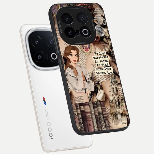  Bookish Dream World phone case for iQOO 13 showing premium glass back cover with detailed artwork