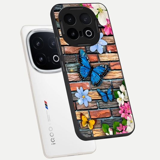  Brick Bloom Flight phone case for iQOO 13 showing premium glass back cover with detailed artwork