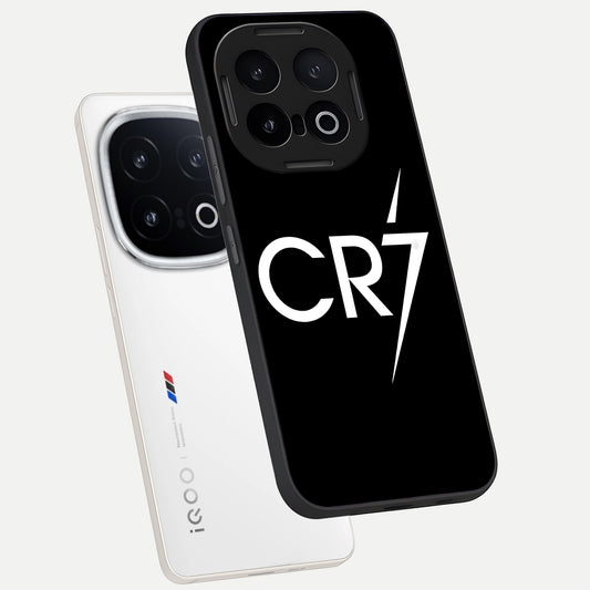  CR7 Elite Strike phone case for iQOO 13 showing premium glass back cover with detailed artwork