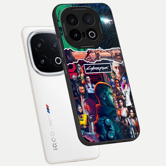  CYBERPUNK Legacy phone case for iQOO 13 showing premium glass back cover with detailed artwork