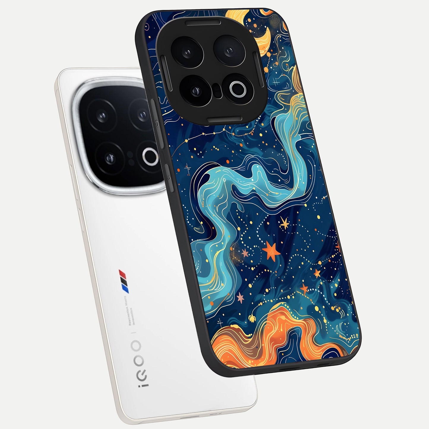  Celestial Dream Flow phone case for iQOO 13 showing premium glass back cover with detailed artwork