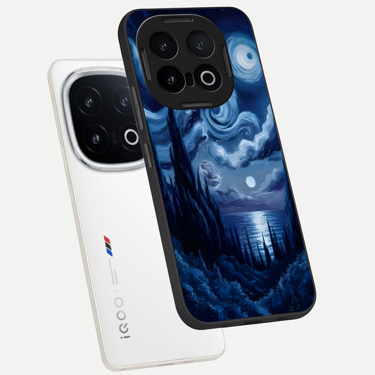  Celestial Dream Van Gogh phone case for iQOO 13 showing premium glass back cover with detailed artwork
