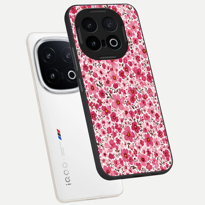  Cherry Blossom Charm phone case for iQOO 13 showing premium glass back cover with detailed artwork