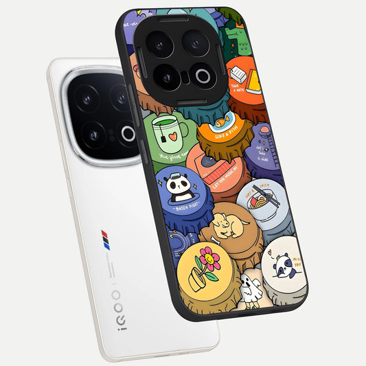  Coins Patterns phone case for iQOO 13 showing premium glass back cover with detailed artwork