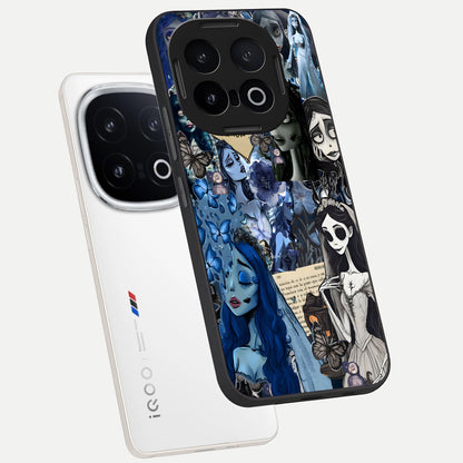  Corpse Bride Posters phone case for iQOO 13 showing premium glass back cover with detailed artwork
