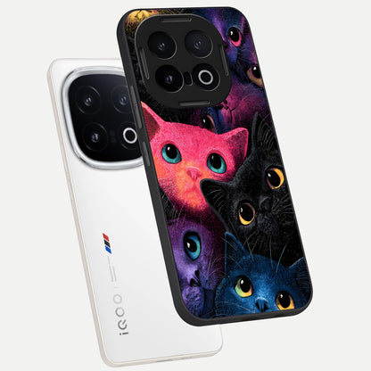  Cosmic Cats Dreams phone case for iQOO 13 showing premium glass back cover with detailed artwork
