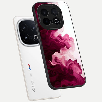  Crimson Wave Flow phone case for iQOO 13 showing premium glass back cover with detailed artwork