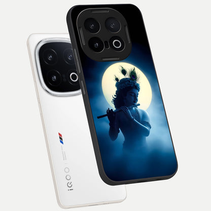  Divine Moon Flute phone case for iQOO 13 showing premium glass back cover with detailed artwork