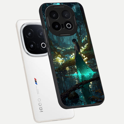  Enchanted Forest Glow phone case for iQOO 13 showing premium glass back cover with detailed artwork