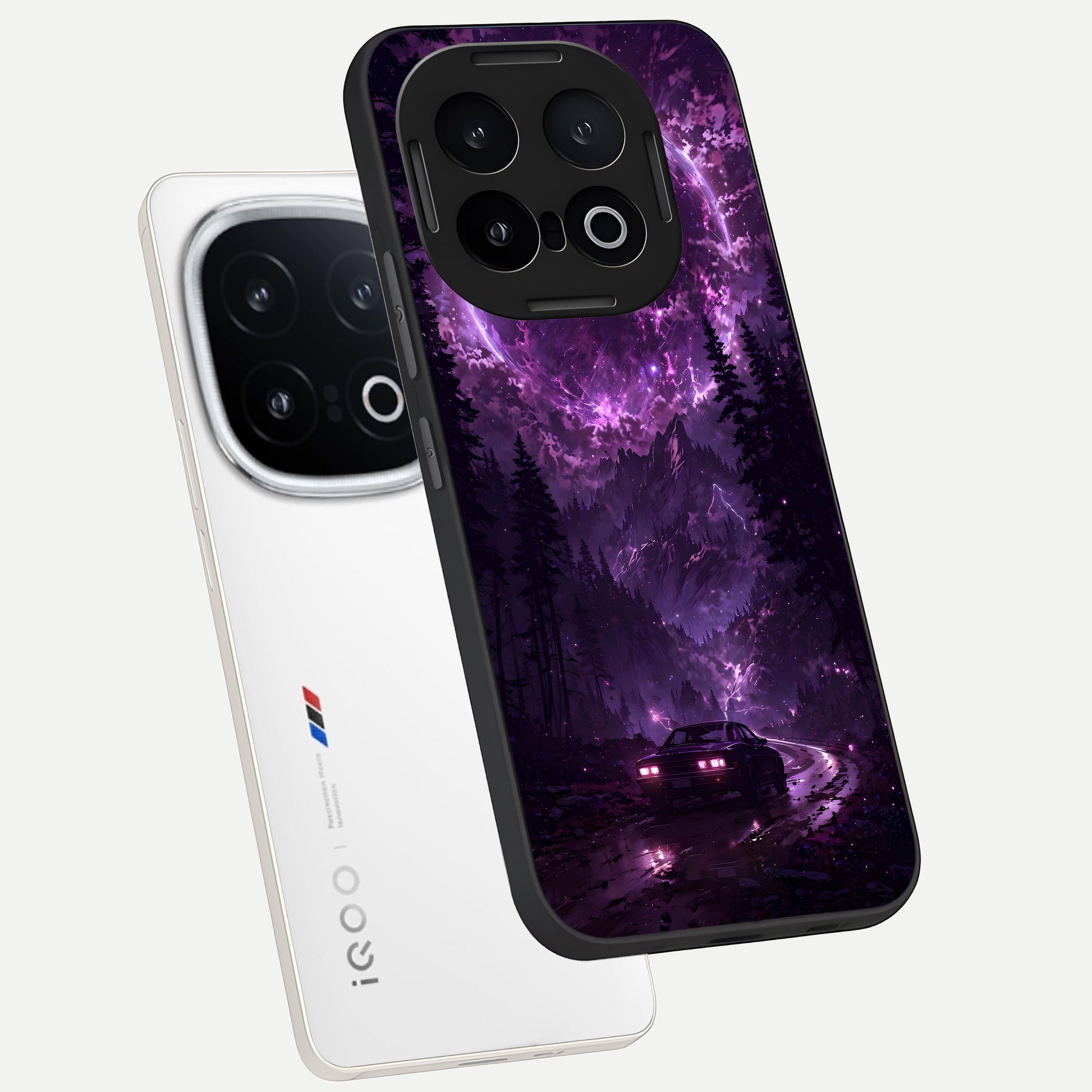  Eternal Cosmic Drive phone case for iQOO 13 showing premium glass back cover with detailed artwork