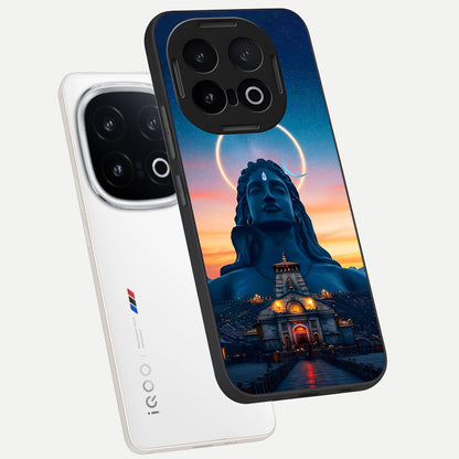  Eternal Shiva Aura phone case for iQOO 13 showing premium glass back cover with detailed artwork