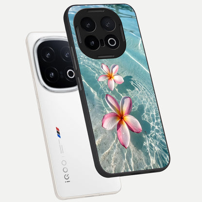  Floating Bloom Bliss phone case for iQOO 13 showing premium glass back cover with detailed artwork