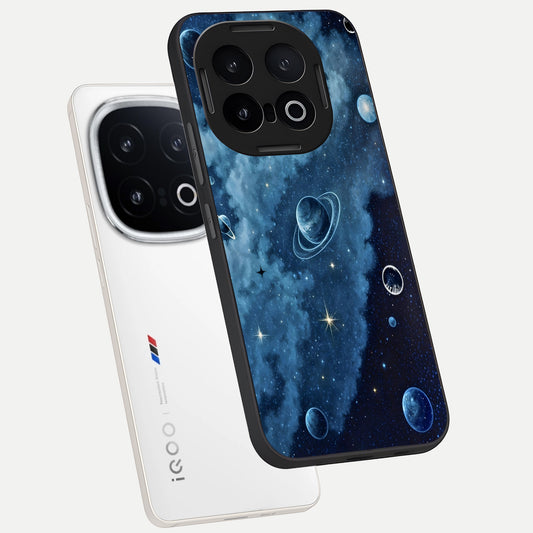  Galaxy Dream Space phone case for iQOO 13 showing premium glass back cover with detailed artwork